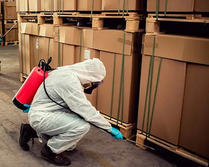 Griggs & Browne commercial technician treating a warehouse